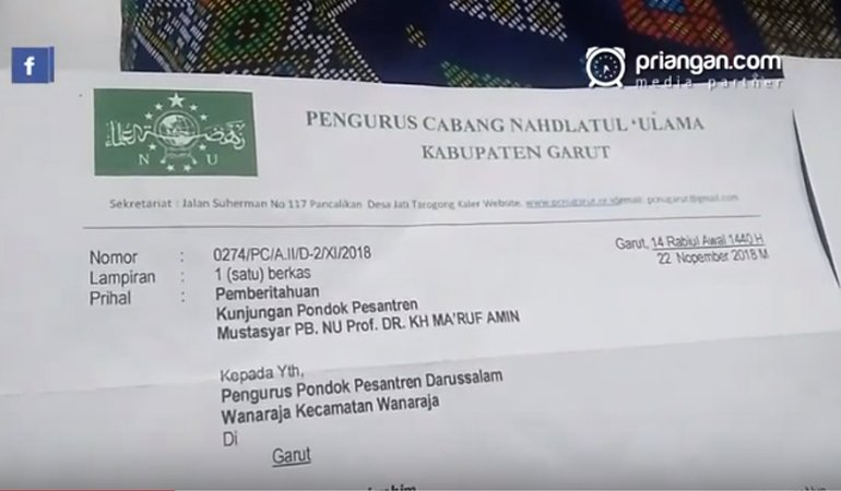 Lagi, Ponpes di Garut Tolak Rencana Kunjungan Kiai Ma’ruf Amin