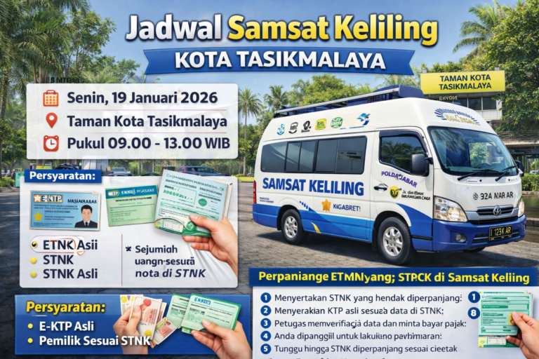Jadwal Samsat Keliling Kota Tasikmalaya Senin 19 Januari 2026, Ini Lokasi dan Jam Pelayanannya