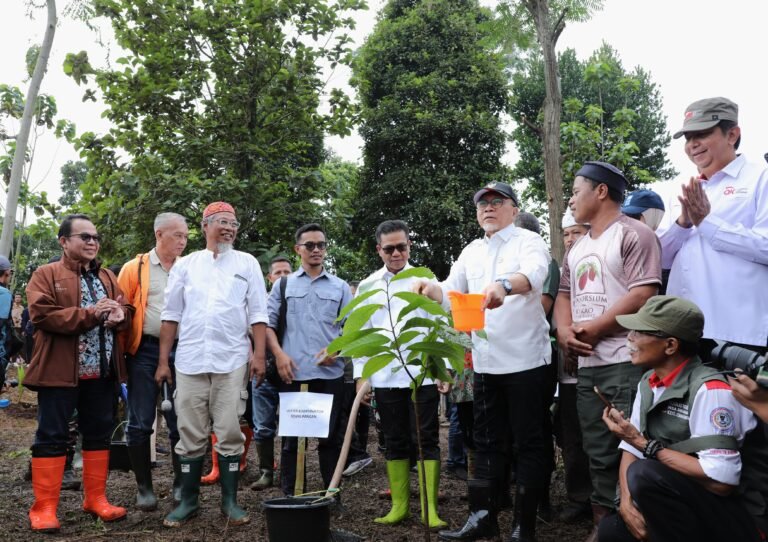 Dorong Kesejahteraan Petani, Menko Pangan Zulhas Bersama Bupati Bandung Tanam Kakao di Pesantren Al Mukhlis